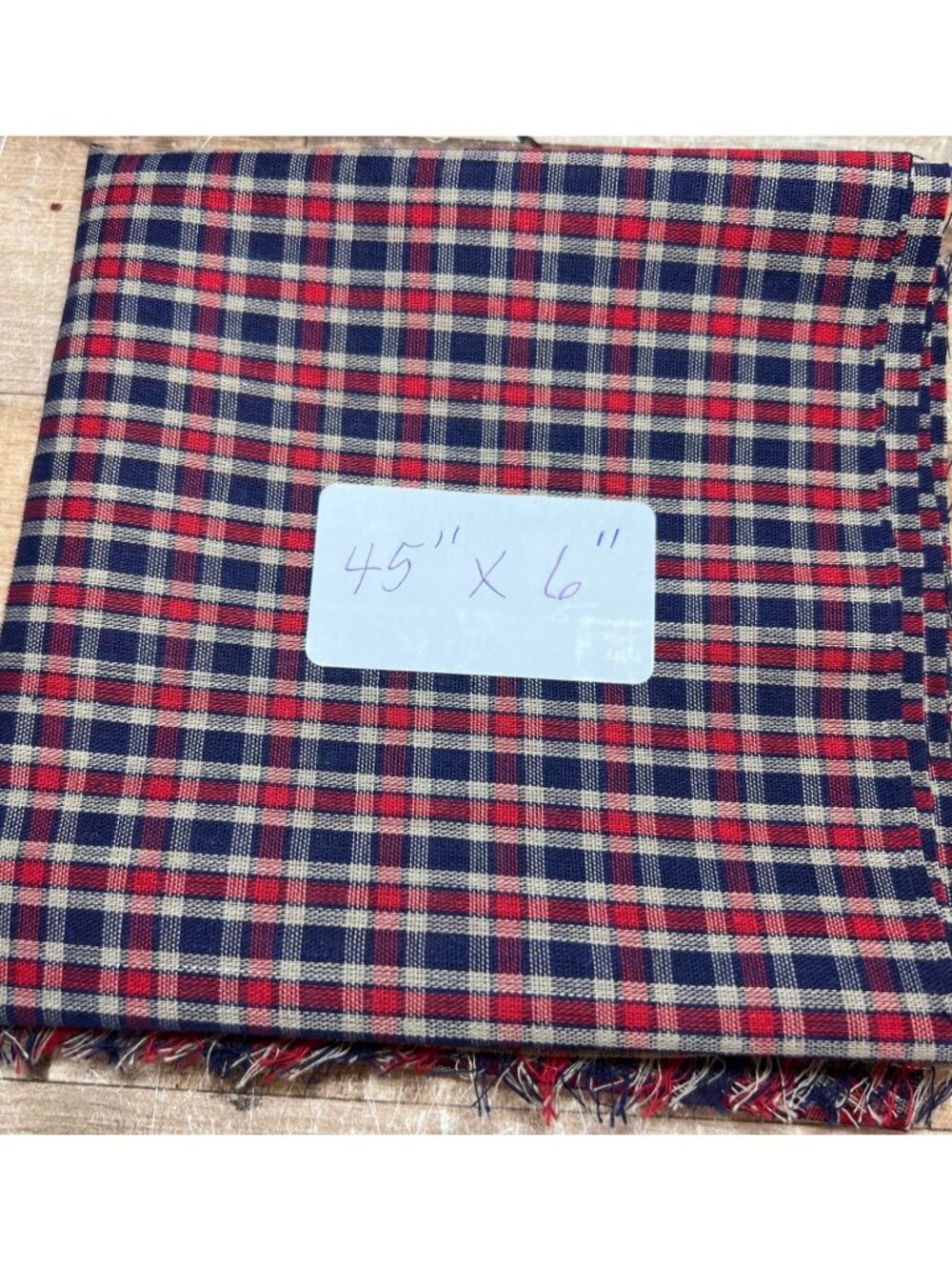Red & Navy Plaid Cotton Fabric 45" x 6" Piece Crafting & Sewing Supplies